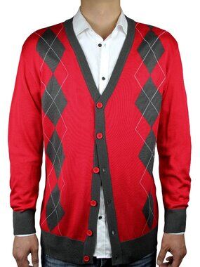 Argyle cardigan light weight sweater